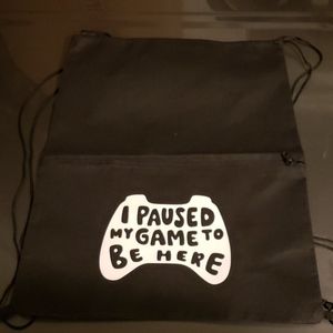 Black Video Gamer Drawstring Bag